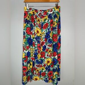 Vintage Retro Elton Danish Made Viscose Floral Women's Skirt (L)